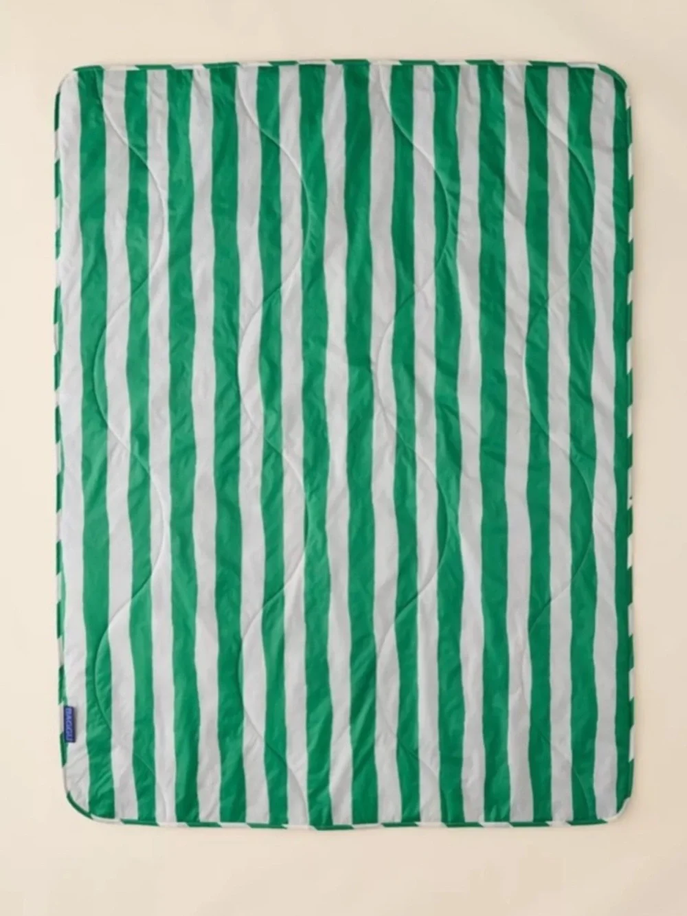 NWOT BAGGU Puffy Picnic Blanket-  Green Painted Stripe pattern